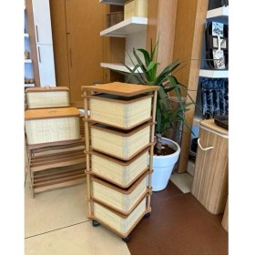 Resim Ahşap Kare Sebzelik 5 Katlı Yana Açılır Patates Soğan Tekerlekli Sebzelik 