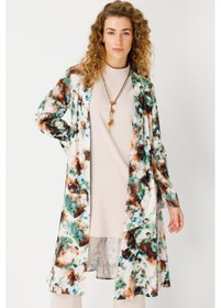 Resim Esswaap Özel Desenli Kimono Bluz Pantolon Kolyeli Takım Bej-bej Bej 