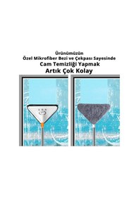 Resim Turuncukoli Teleskopik Üçgen Camsil Duvar Yüzey Cam Silme Aparatı Mop Mikrofiber Sprey 