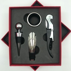 Resim 4 adet Lüks Açacağı Seti Hediye Kutusu ile - Paslanmaz Çelik, Vakumlu Tıkaç, Folyo Kesici ve İçecek Açacağı içerir, Connoisseurs ve İçecek Tutkunları için idealdir, İçecek Aksesuarları 