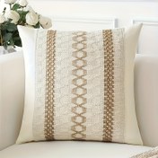 Resim Tek Parça, Üç Sarı Kenevir, Bohem Dekoratif Yastık Kılıfı 40.64X40.64 cm, Polyester Dokulu Çizgili Örgü Bohem Çadır Yastık Kılıfı Koltuk Oturma Odası için, Üç Çizgi, Yastık İçi Dahil Değildir. 