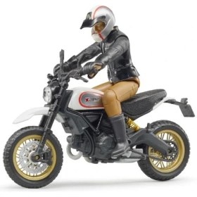 Resim Bruder Ducati Scrambler Desert Motorsiklet ve Sürücüsü 1:16 Ölçekli Lisanslı Model 