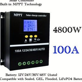 Resim Çift USB Portlu Yüksek Güçlü Güneş Şarj Kontrol Cihazı - 60A/100A, 12V-48V Bataryaları Destekler, Kurşun-Asit & Lityum için LCD Ekran, PV Sistemleri için İdeal 