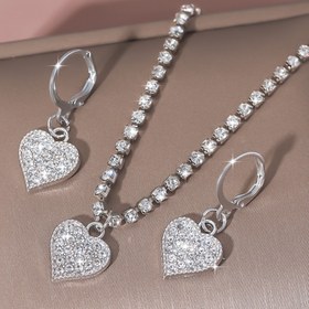 Resim 3 Parça Kadın Takı Seti, 1 Kolye + 1 Çift Küpe + 1 Bileklik, Zarif Şıklık, Sevgililer Günü Düğün Hatıra Doğum Günü Anma Hediyesi 