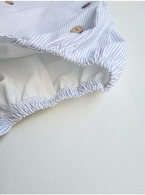 Resim Erkek Mavi Çizgili Düğme Detaylı Slopet Bej 
