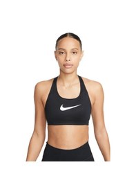 Resim Nike Training Futura Swoosh Medium Support Sports Bra Kadın Spor Büstiyer Bra Siyah Siyah 