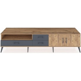 Resim Hyperion Tv Ünitesi 2 Raflı 3 Çekmeceli 2 Kapaklı 220x44x51 Çam-çam/antrasit Atlas Çam/antrasıt - Atlas Çam 