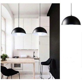 Resim Riolight Modern 1 Siyah Içi Beyaz Tekli Metal Sarkit Avize Çap:40 