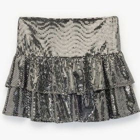 Resim Koton Pullu Payetli Yüksek Bel Katlı Volanlı Mini Etek Siyah 6wal70002ık Siyah 