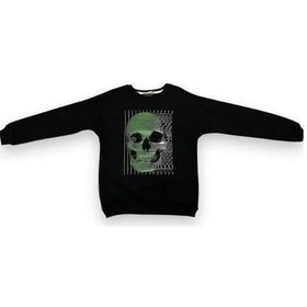 Resim Cantoy Erkek Çocuk Önü Baskılı İçi Şardonlu Sweatshirt-15199 Siyah 