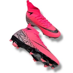 Resim Yeni Model Özel Taban Çoraplı Krampon Pembe Siyah Desenli Pembe Siyah 