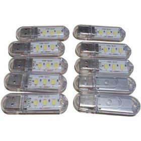 Resim 10 Adet Taşınabilir Mini Usb Led Lamba Işık Gece Okuma Lambası Kamp Stick Led Beyaz 