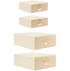 Resim Ocean Home Textile 4'lü Bej Balıksırtı Destekli Hurç Set 2 Adet 31 x 38 x 12 + 45 x 55 x 18 cm 