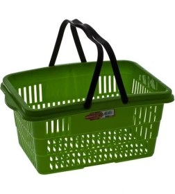 Resim Omnipazar SY-2260 Çift Saplı Plastik Market Taşıma Sepeti Yeşil 6 Adet 
