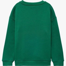 Resim Koton Erkek Bebek Geyik Nakışlı Uzun Kollu Bisiklet Yaka Şardonlu Yılbaşı Sweatshirt Yeşil 