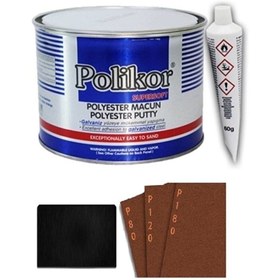 Resim Polikor Polyester Macun 900 gr Set 3 Adet Zımpara Ve 1 Adet Macun Çeliği 