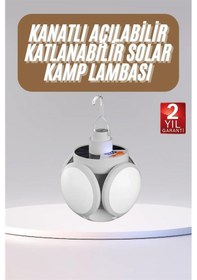 Resim Lvsqvr Katlanabilir Askılı Kamp Lambası 5 Kanatlı Pratik Güneş Enerjili 