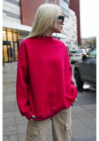 Resim Madmext Madmext MG1559 Bisiklet Yaka Basic Kadın Sweatshirt - Fuşya 