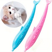 Resim Etkileşimli Kedi Diş Fırçası Oyuncak - Balık Şekilli Silikon Çiğneme Dirençli Oyuncak, Aromatik Bitkilerle, Dayanıklı Kedi Oyuncak, Diş Temizliği ve Oyun İçin, Pil Gerektirmez, Kedi Diş Bakımı Oyuncak, Karikatür Desen Tasarımı 