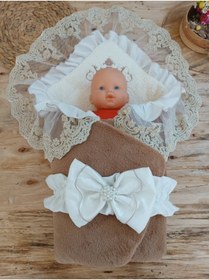 Resim Tomuycuk Kışlık Bebek Kundağı Unisex Bebek Dış Kundak Battaniyesi Hastane Çıkışı Kundak Battaniye 