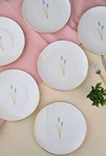 Resim Tabak Evi Porselen Natura Lavanta Altın Yaldız Pasta Tabağı 20.5 CM 6'lı 