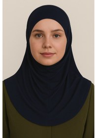 Resim Mim Eşarp Pileli Tesettür Hijab Hazır Eşarp Lacivert 