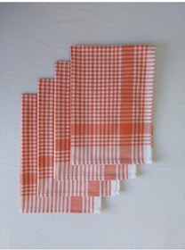 Resim Pamuklu Turuncu Renkli Pöti Kareli 4'lü Kurulama Bezi,peçete 