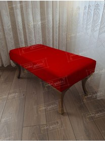 Resim Ayak Ucu Kapı Önü Antre Düz Bench Puf Orta Sehpa Gold Ayak 120 45 Kırmızı 