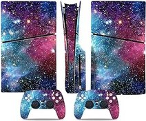 Resim PS5 Slim Disc Edition, Blue Space Console ve Controllers Skin için Vinil Kaplama Çıkartma Kapağı 