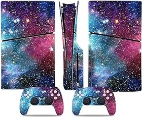 Resim PS5 Slim Disc Edition, Blue Space Console ve Controllers Skin için Vinil Kaplama Çıkartma Kapağı 