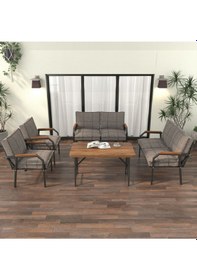 Resim Mygusi Hayal Balkon Bahçe Cafe - Metal Kanepe Koltuk Takımı - 2+2+1+1+masali Cappucino 