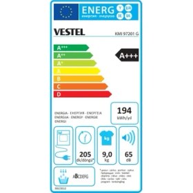 Resim Vestel KMI 97201 G 9 kg A++ Isı Pompalı Kurutma Makinesi - Nem Sensörü, WiFi, Çocuk Kilidi, İnci Tambur, 65 dB Sessiz Çalışma 