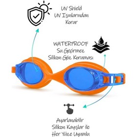 Resim 2li Set Boneli Yüzücü Gözlüğü Su Geçirmez Yüzme Havuz Deniz Gözlük Turuncu 1115 Turuncu 