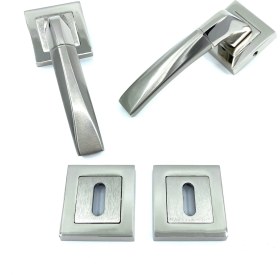 Resim Istanbul Door Handles Kristal Rozetli Kapı Kolu Nikel Saten Oda 