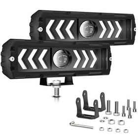 Resim Xiyyadms 6 İnç Çift Renk Sıcaklıklı Led Çalışma Lambası - Jeep, Kamyon, Atv Ve Tekneler İçin Su Geçirmez Ve Ayarlanabilir Siyah 