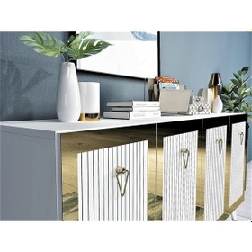 Resim LAZER DESENLİ BARE KONSOL BEYAZ-ALTIN 