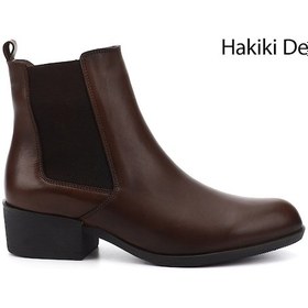 Resim Gönderi R Kahve Antik Fermuarlı Kalın Topuklu Hakiki Deri Chelsea Bot Kahve 