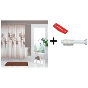 Resim Banyo Duş Perdesi 3390 120x200 Perde Borusu Askı Aparatı 90x130 Hediyeli Çok Renkli 