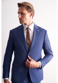 Resim İmza Koyu Lacivert Kırlangıç Yaka Kendinden Desenli Esnek Bel Slim Fit 6 Drop Takım Elbise 1001255168 Koyu Lacivert 