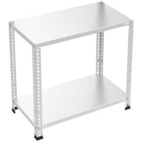 Resim RafBurada 2 Katlı Galvaniz Çelik Raf - Depo, Arşiv, Kiler, Dosya, Market Rafı 31x93 Cm-100 Cm 