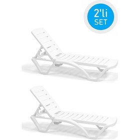 Resim Omnipazar Sy-2537 Beyaz Elite Plaj Havuz Şezlong Beyaz 