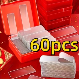 Resim 1 Kutu/60 Adet Şeffaf İz Bırakmayan Çift Taraflı Bant, Yüksek Viskozite, Güçlü Duvar Sabitleme, Nano Çift Taraflı Bant, Su Geçirmez, Duvarlar, Plastikler, Cam, Taşlar İçin Uygun, Yüksek Viskozite, Aile Hayatı İçin İyi Bir Yardımcı, Cadılar Bayramı Hediyesi 