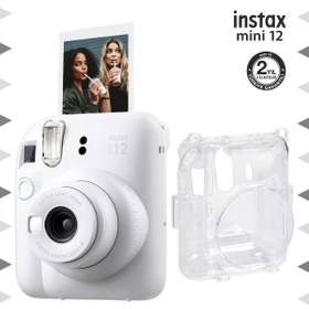 Resim Instax mini 12 Yeşil Fotoğraf Makinesi ve Şeffaf Kılıf Seti 