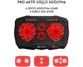 Resim Mabeyn Speeder Sx-15 4 Adet Fanlı 9"-17" Inç Ledli LCD Kontrol Panelli Standlı Notebook Laptop Soğutucu 