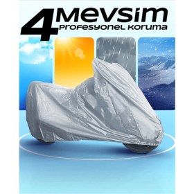 Resim Autolion Arora Zr4 Gri Su Geçirmez Motosiklet Brandası (Kilit Uyumlu) 