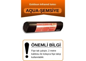 Resim Aqua 2000 Watt GSU20 Şemsiye Tip Kumandasız Suya Dayanıklı Elektrikli Infrared Isıtıcı-Siyah 