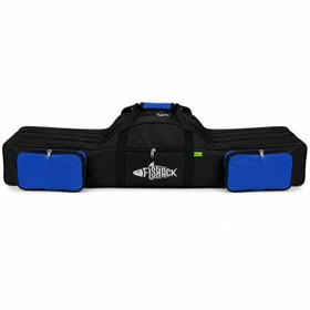 Resim Olta/Kamış Çantası - Fishack - 3 Gözlü - Cepli - Siyah/Mavi - 120 cm 