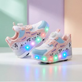 Resim Rocky Patenli Çocuk Ortopedik Işıklı Tekerlekli Patenli Spor Kaykay 4 Tekerli Ayakkabı 