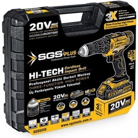 Resim Sgs Akülü Darbeli Matkap Seti Çift Batarya Sgs5248 20v 