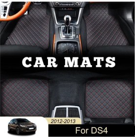 Resim Lumaworld Citroen Ds4 2012 2013 Blue White Line Pu Deri Kaymaz Taban Halısı 4 Parça Set 